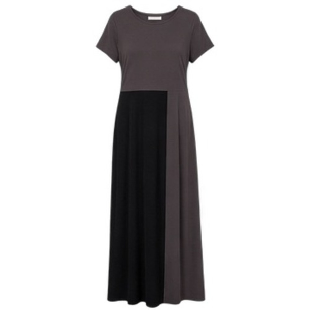J. Jill Gray Black Colorblock Maxi Dress Short Sleeve